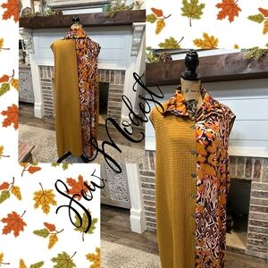 Mustard and Patterned Knit Scarf